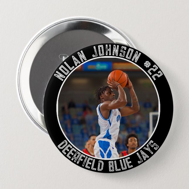 Custom Basketball Player School Mascot game day 10 Cm Round Badge (Front & Back)