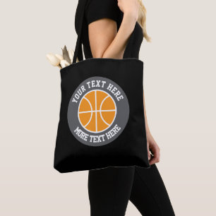 Custom basketball sports logo shoulder tote bag