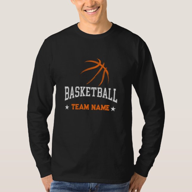 Custom Basketball Team Name Black Long Sleeve  T-Shirt (Front)