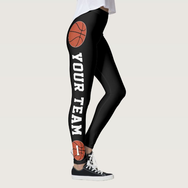 Custom Basketball Team Name & Player Number Sports Leggings (Right)