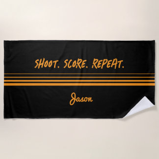 Custom basketball towel with bold ‘Shoot. Score. 