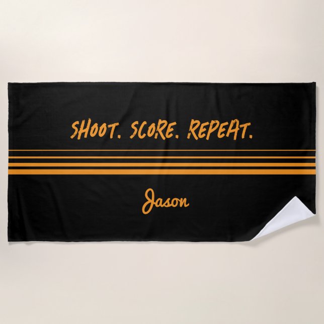 Custom basketball towel with bold ‘Shoot. Score.  (Front)