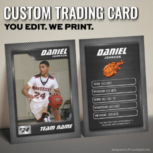 Custom Basketball Trading Card, Black Graphite Calling Card