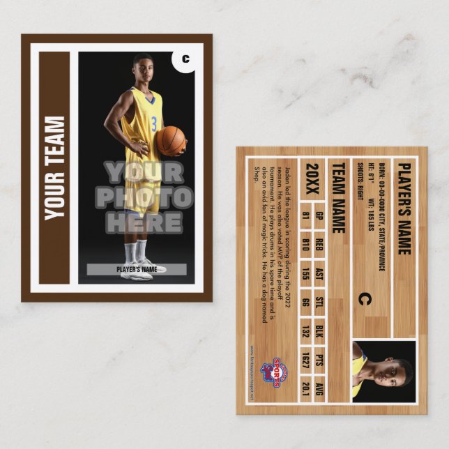 Custom Basketball Trading Card - Brown (Front/Back)