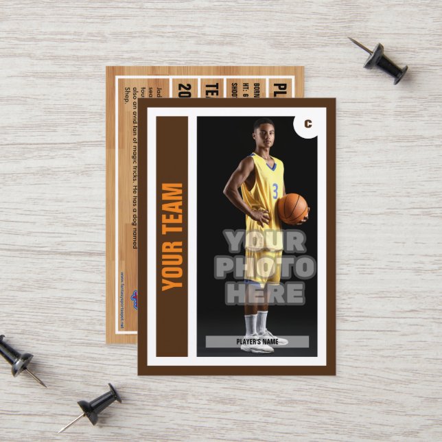 Custom Basketball Trading Card - Brown (Front/Back In Situ)