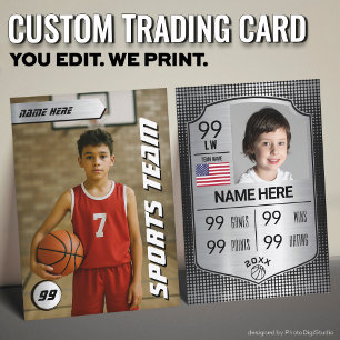 Custom Basketball Trading Card, Silver Shield Calling Card
