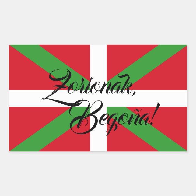 Custom, Basque Country national flag Ikurriña: Rectangular Sticker (Front)