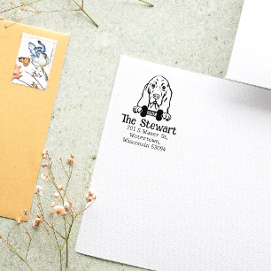 Custom Basset Hound Dog Return Address,  Rubber Stamp