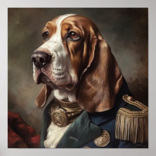 Custom Basset Hound Regal Military Art Poster