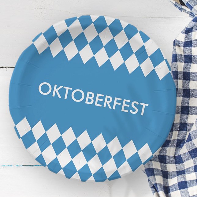 Custom Bavarian Geometric Pattern for Oktoberfest. Paper Plate (Creator Uploaded)