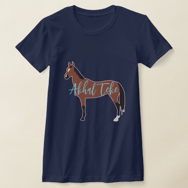 Custom Bay Akhal Teke Horse Silhouette T-Shirt (Laydown)