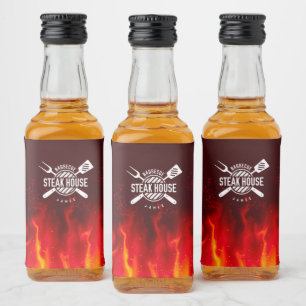 Custom BBQ Bottle Labels — Steak House Flames
