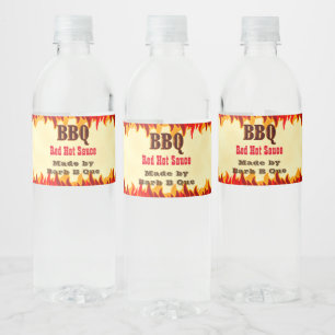 Custom BBQ Hot Sauce Label with Red Flames