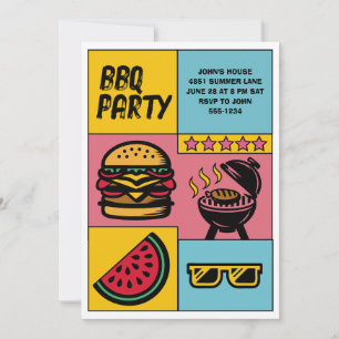 Custom BBQ Party Summer Pop Art Personalised Invitation