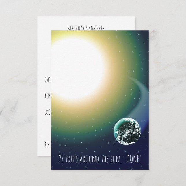 Custom Bday Trips Around the Sun Invitation (Front/Back)