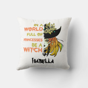 Custom Be A Witch Halloween Funny Typography Cushion