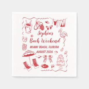Custom Beach Bachelorette Party Banner Decor Napkin