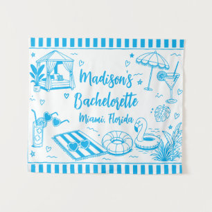 Custom Beach Bachelorette Party Personalised Blue Tapestry