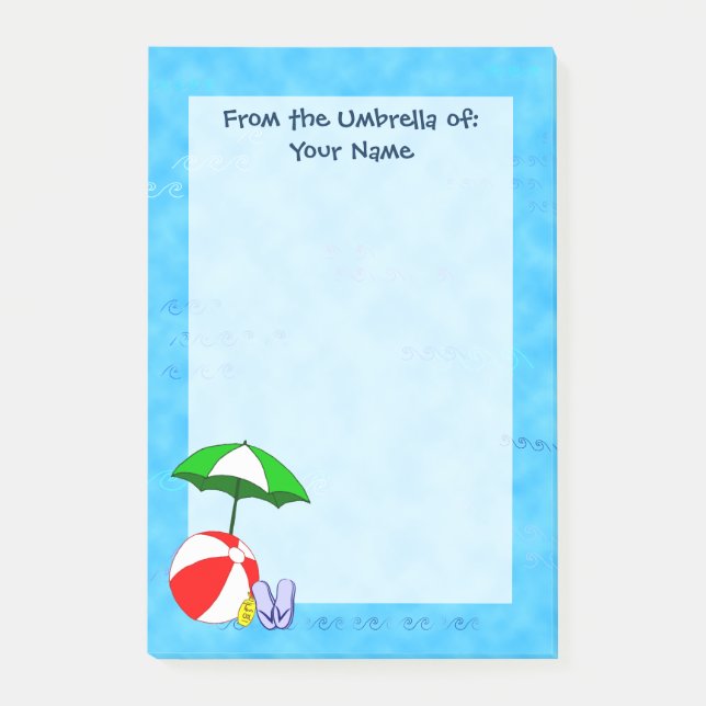 Custom Beach Ball Pool Umbrella Post it Notes (Front)