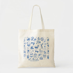 custom beach blue birthday 20s hand drawn ocean tote bag