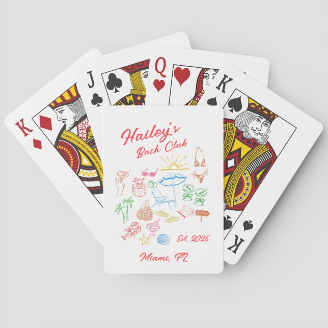 Custom Beach Club Bachelorette Coastal Playing Cards (Back)
