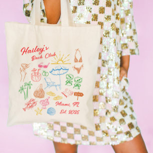 Custom Beach Club Bachelorette Coastal Tote Bag