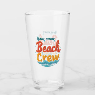 Custom Beach Crew Name Wave Design Glass