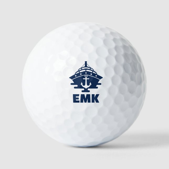 Custom Beach Cruise Nautical Anchor Monogram Golf Balls (Front)