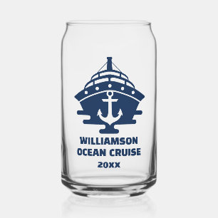 Custom Beach Cruise Nautical Anchor Trip Can Glass