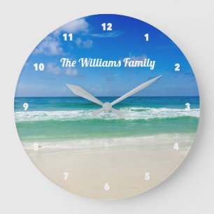 Custom Beach House Family Seaside Large Clock