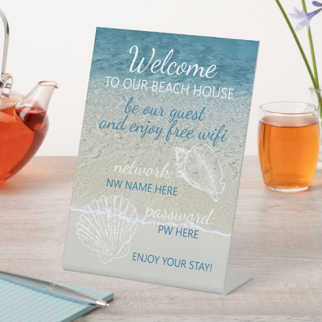 Custom Beach House Rentals Home Wifi Instructions Pedestal Sign (In SItu)