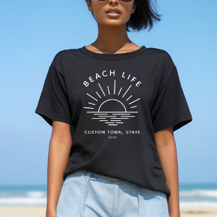 Custom Beach Life Sunset Minimalist Modern Boho T-Shirt