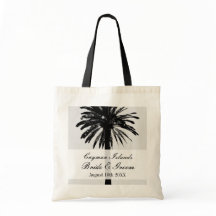 Custom beach palm destination wedding tote bags