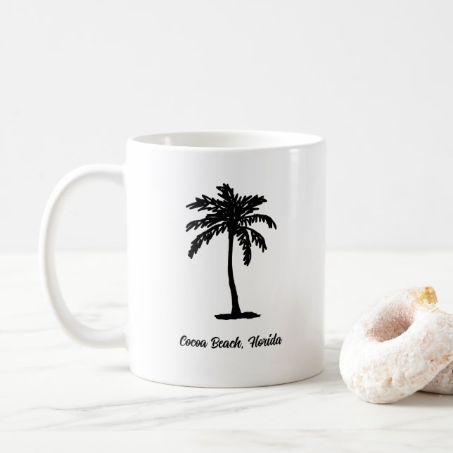 Custom Beach Palm Tree Nautical Coffee Mug (With Donut)