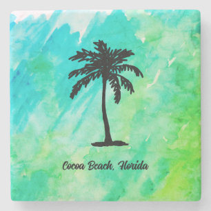 Custom Beach Palm Tree Nautical Stone Coaster