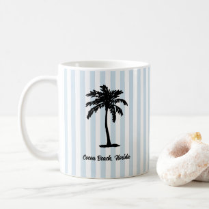 Custom Beach Palm Tree Nautical Stripe Coffee Mug