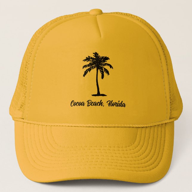 Custom Beach Palm Tree Nautical Trucker Hat (Front)