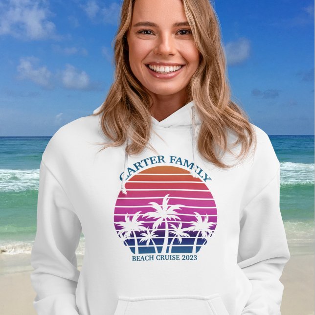 Custom Beach Palm Tree Sunset Family Reunion Hoodie (Creator Uploaded)