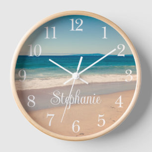 Custom Beach Photo and Text Clock
