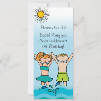 Custom Beach Pool Party Swim Birthday Invitations