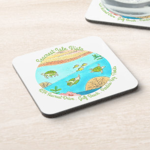 Custom Beach Rental House Sea Turtles Coaster