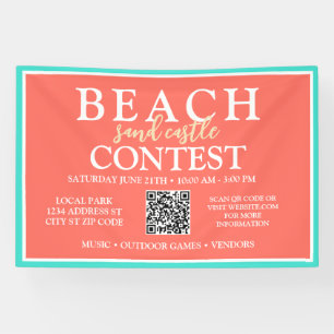 Custom Beach Sandcastle Contest   Summer Event  Banner