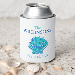 Custom Beach Shell Wedding Destination Favour  Can Cooler