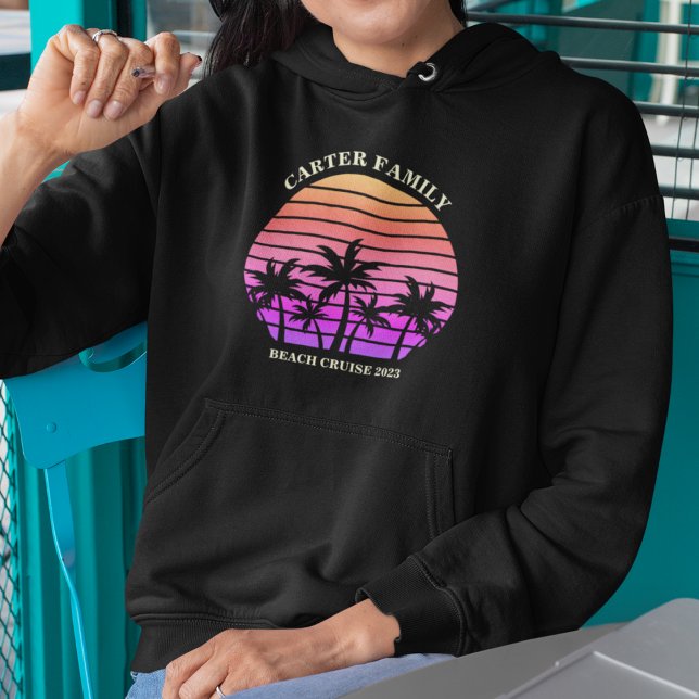 Custom Beach Trip Tropical Island Sunset Black Hoodie (Creator Uploaded)