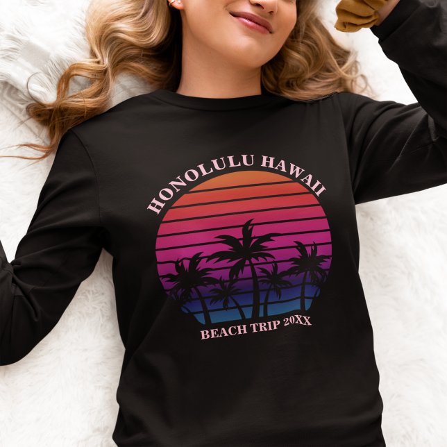 Custom Beach Trip Tropical Long Sleeve Women's Tri-Blend Shirt (Creator Uploaded)