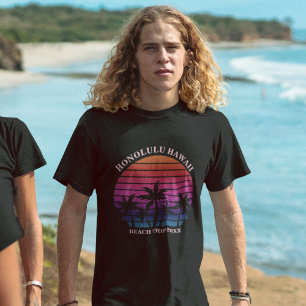 Custom Beach Trip Tropical Palm Trees Black T-Shirt