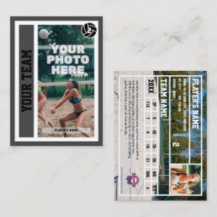 Custom Beach Volleyball Trading Card (Dark Grey)