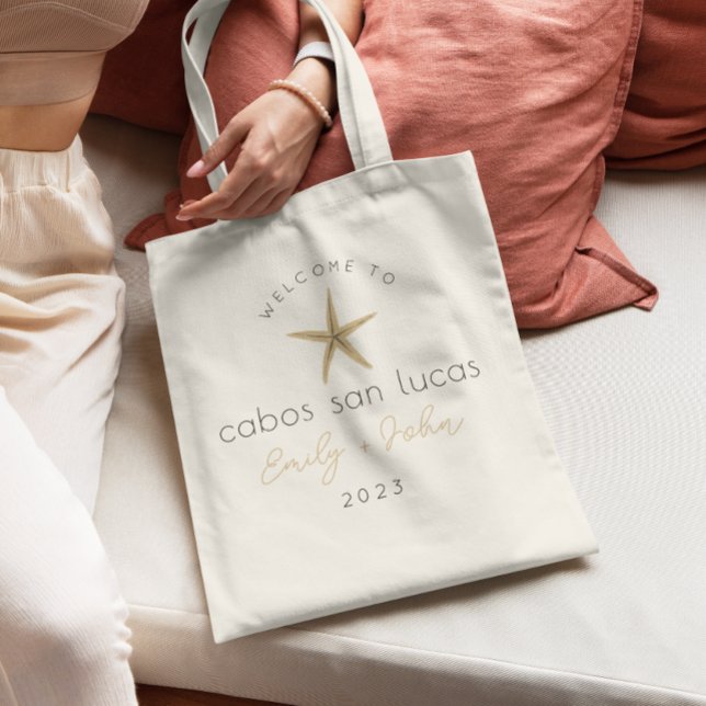 custom BEACH wedding welcome star fish tote bag (Creator Uploaded)