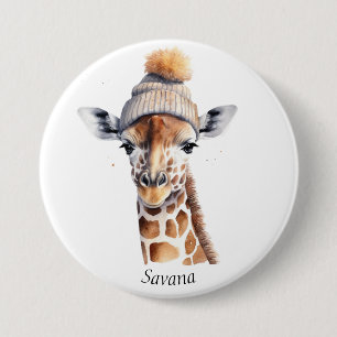 Custom Beanie Bunch Giraffe Winter Hat Button