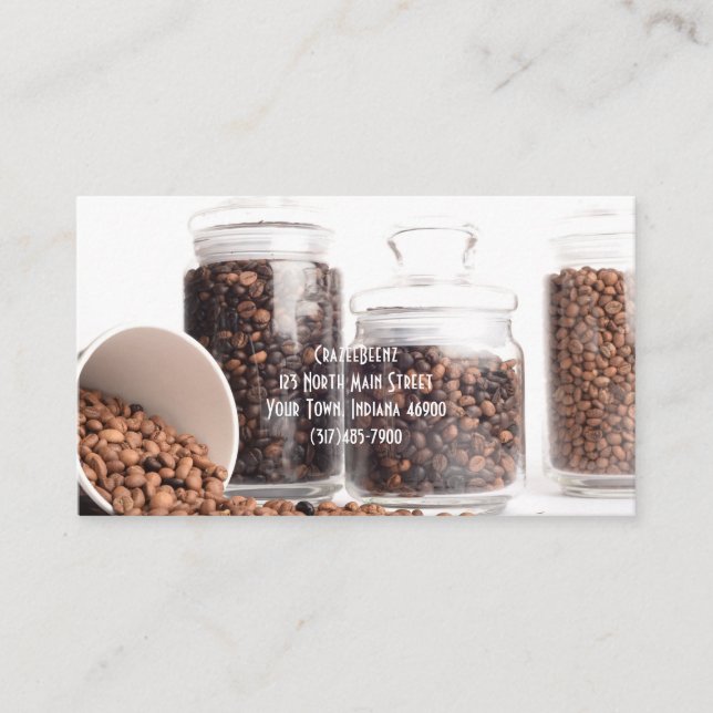 Custom Beans Coffee Shop Business & Punch Business Card (Front)